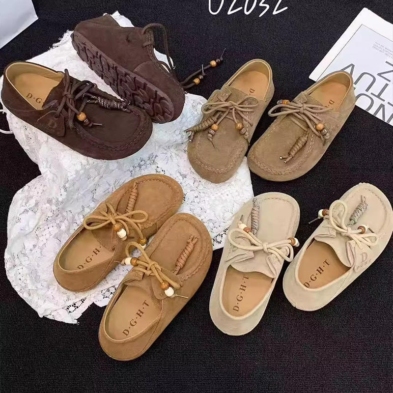 Spring And Autumn New Sand Lace-up Tassel Soft Bottom Loafers Gommino
