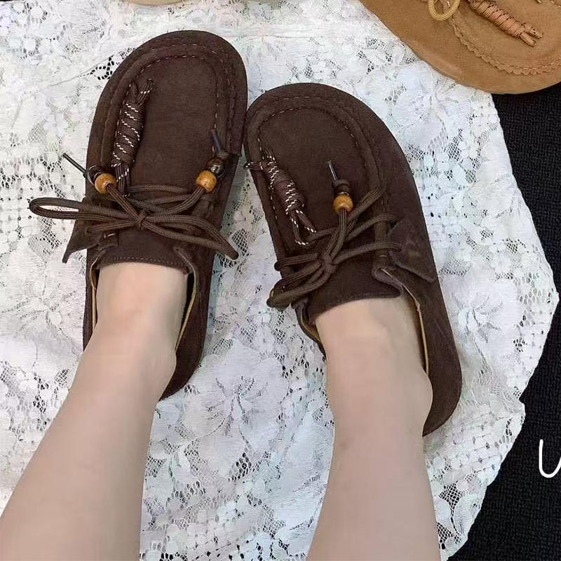 Spring And Autumn New Sand Lace-up Tassel Soft Bottom Loafers Gommino
