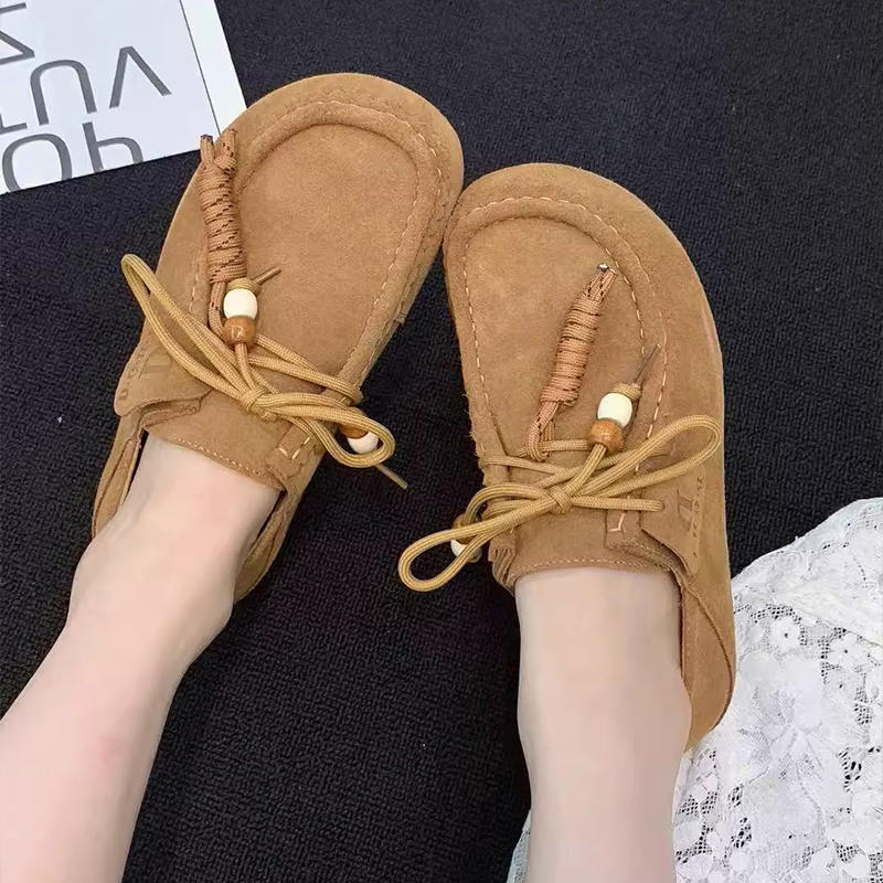 Spring And Autumn New Sand Lace-up Tassel Soft Bottom Loafers Gommino