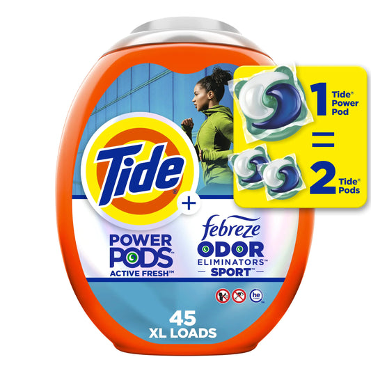 Tide Power Pods Laundry Detergent Pacs with Febreze Sport 45 Count Febreze Freshness with Sport Odor Defense