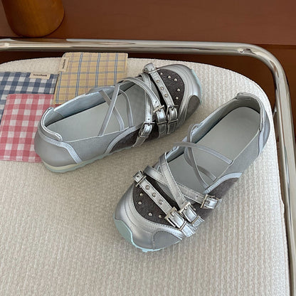 Ballet Flat Bottom Female Summer New Rivet Shallow Mouth Pumps