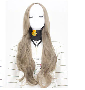 Long Curly Chemical Fiber Wig with Centered Bangs