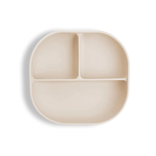 Maison Rue Divided Suction Plate - Silicone Baby & Toddler Plate - Non-toxic Grip Dish (Oat)