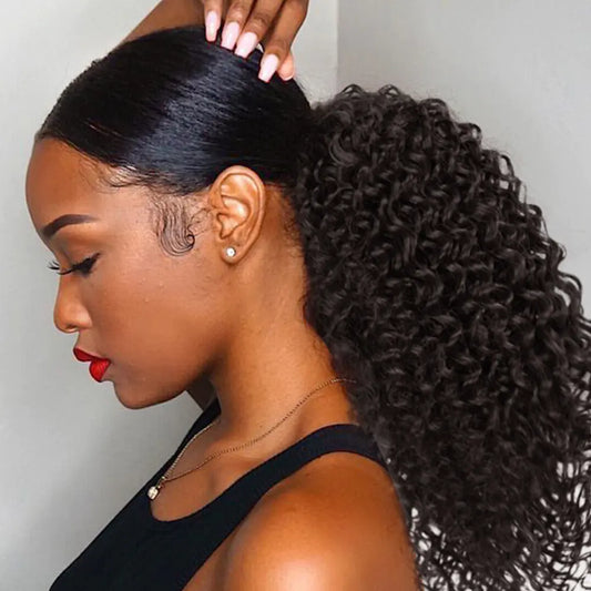 African Small Curly Wig with Drawstring Chemical Fiber