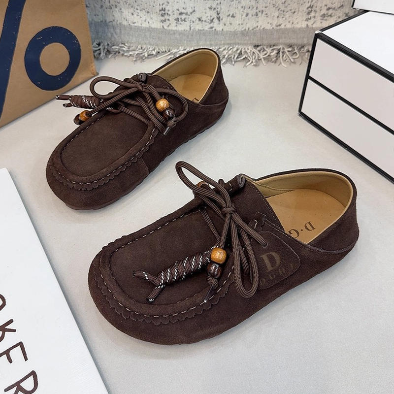 Spring And Autumn New Sand Lace-up Tassel Soft Bottom Loafers Gommino
