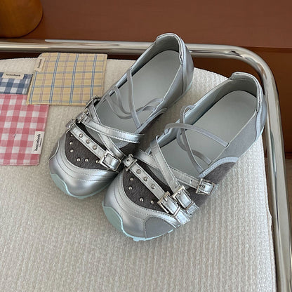 Ballet Flat Bottom Female Summer New Rivet Shallow Mouth Pumps