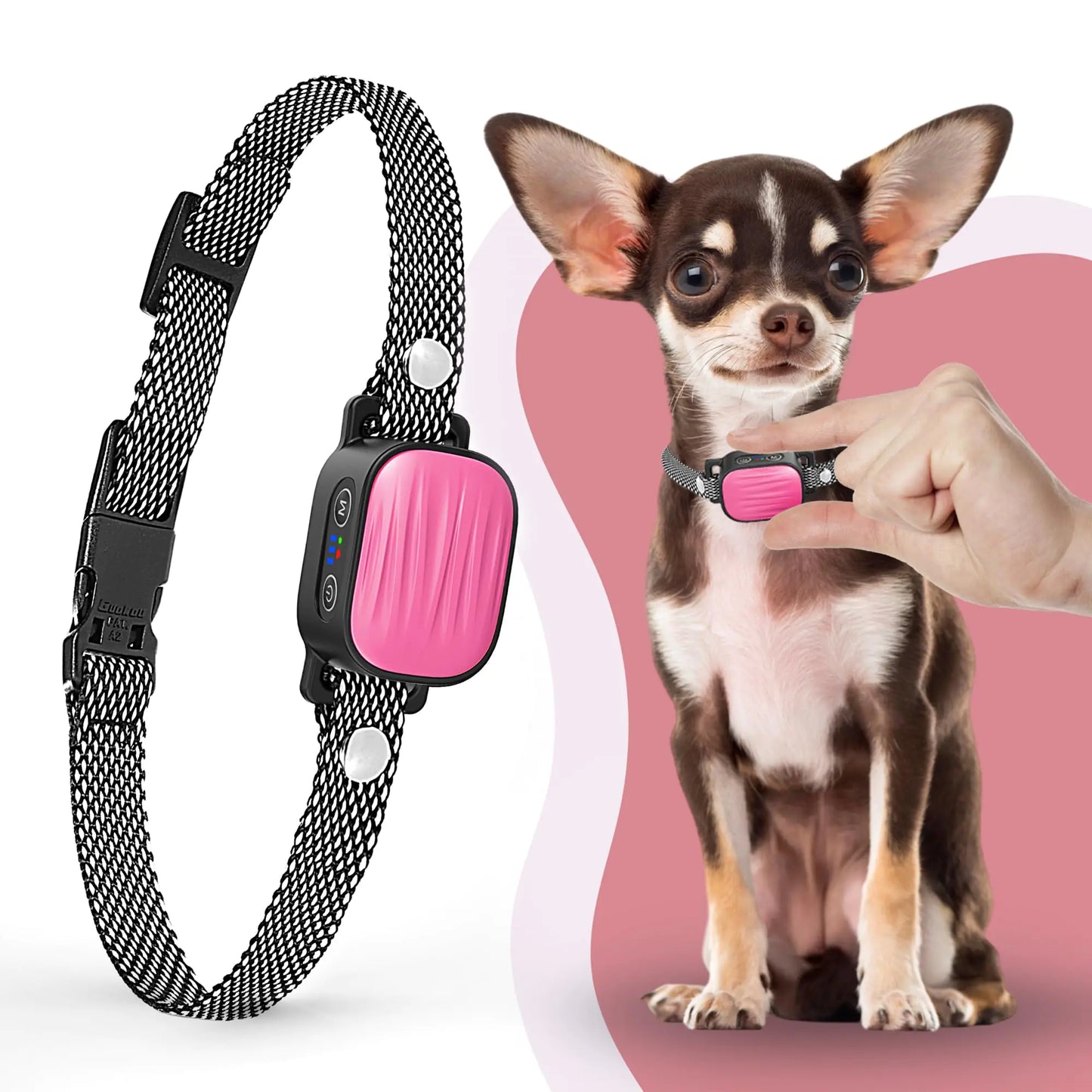 Bark Collar for Small/Medium Dogs No Shock Anti Bark Collar Rechargeable Anti Barking Collar w/2 Vibration & Beep Modes Waterproof Shockless Smart Dog Stop Barking Control Device (Pink)