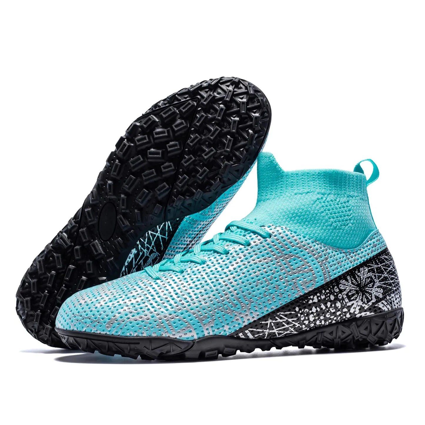 CZRE Boys Soccer Cleats Youth Firm Groud Outdoor Sport Athletic High Top Football Shoes for Little/Big KidTacos de Futbol para niñosSize 12 Little Kid
