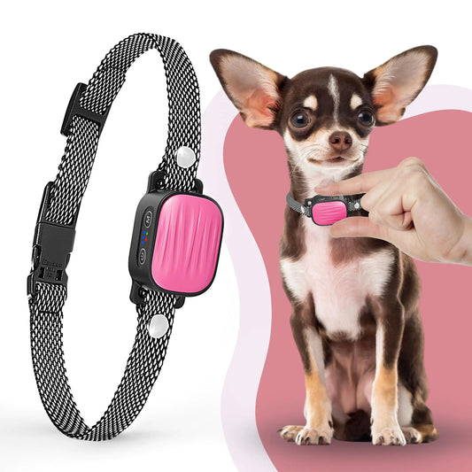 Bark Collar for Small/Medium Dogs No Shock Anti Bark Collar Rechargeable Anti Barking Collar w/2 Vibration & Beep Modes Waterproof Shockless Smart Dog Stop Barking Control Device (Pink)